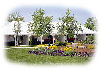 white pole tent with dividers