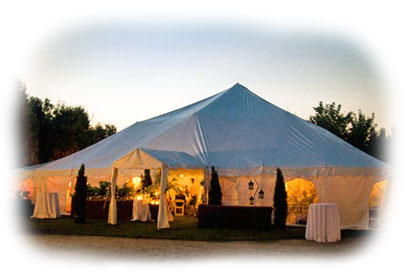 pole tent at night